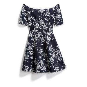 Scalloped off the shoulder dress